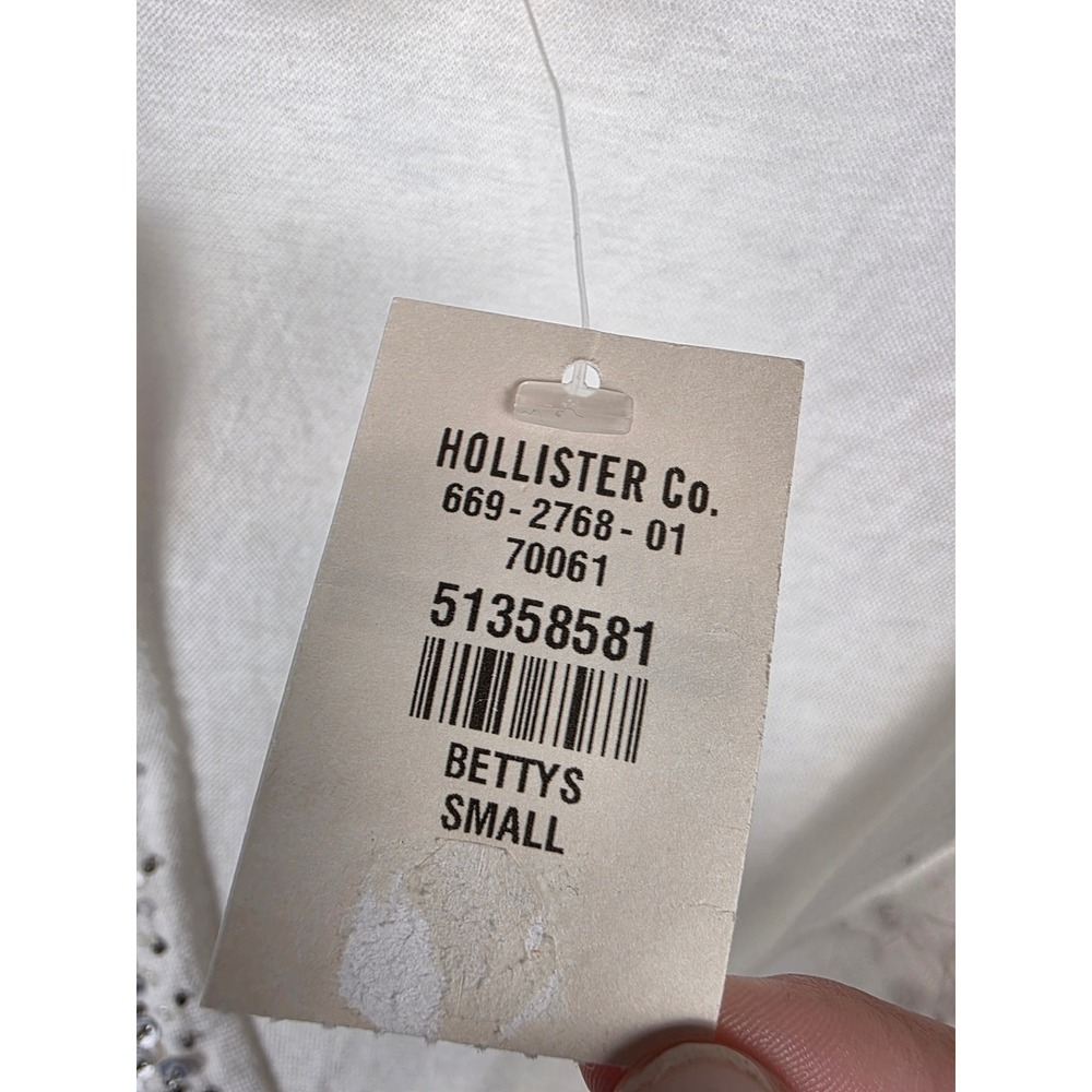 Hollister Co. NWT‎ Vintage Y2K Womens White 3/4 Sleeve V Neck Sequins Size Small - Picture 6 of 8